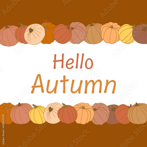 Hello autumn background with pumpkins