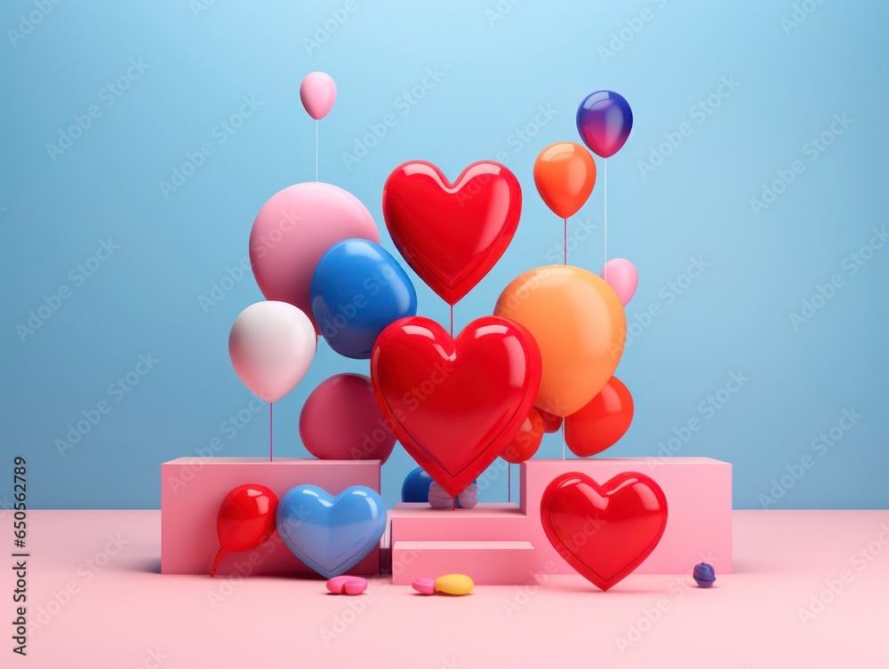 3d style minimalistic Valentine's Day gift composition 3d style minimalistic Valentine's Day gift composition