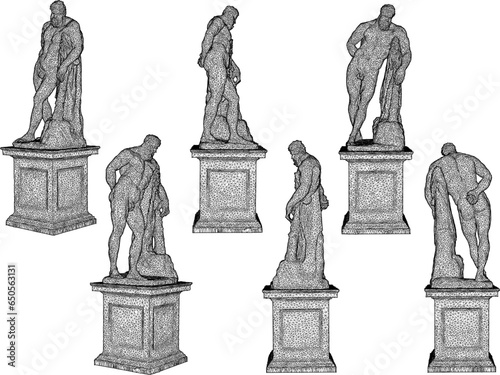 Vector sketch illustration of the design of a statue of a classical Greek Roman figure 