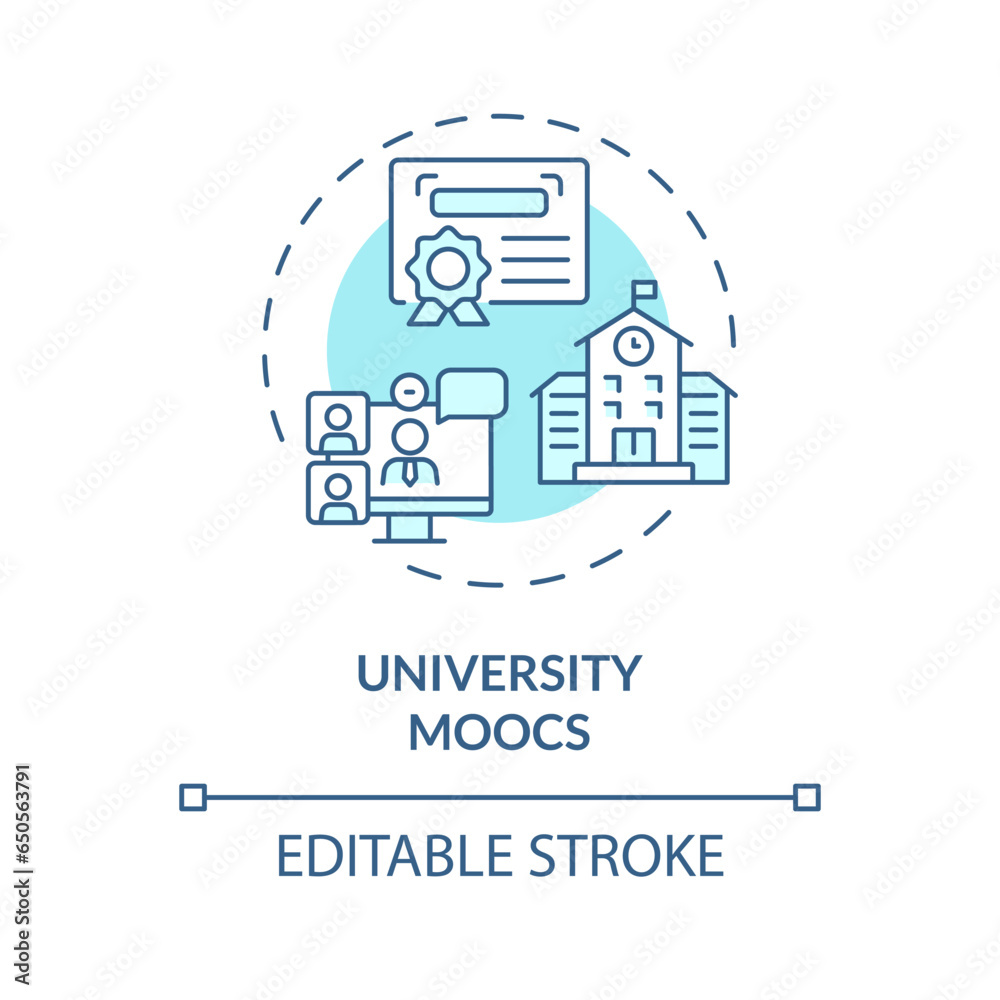 2D editable blue icon university MOOCs concept, monochromatic isolated vector, MOOC thin line illustration.