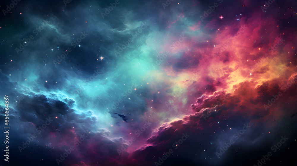 Naklejka premium Visualize an explosion of color set against the backdrop of deep space.