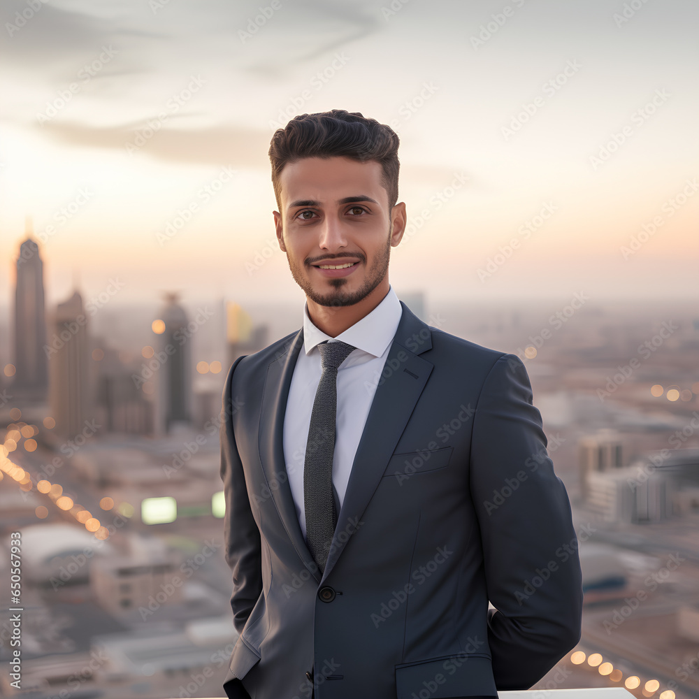 A young businessman with Arab features A young businessman with Arab features