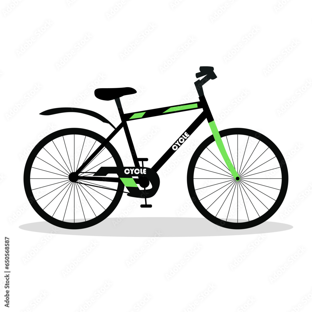 Vector illustration of side view of  retro cycle or big front wheel bicycle.
