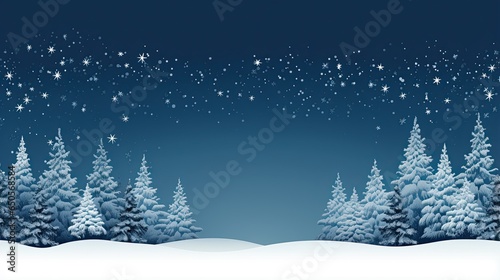 Merry Christmas banner with empty white pine silhouette illustration