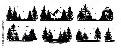 forest landscape vector silhouette.forest silhouette vector