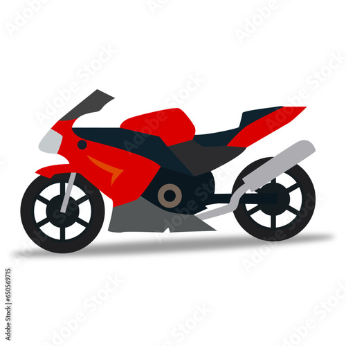Vector illustration of side view of red sports motorbike.
