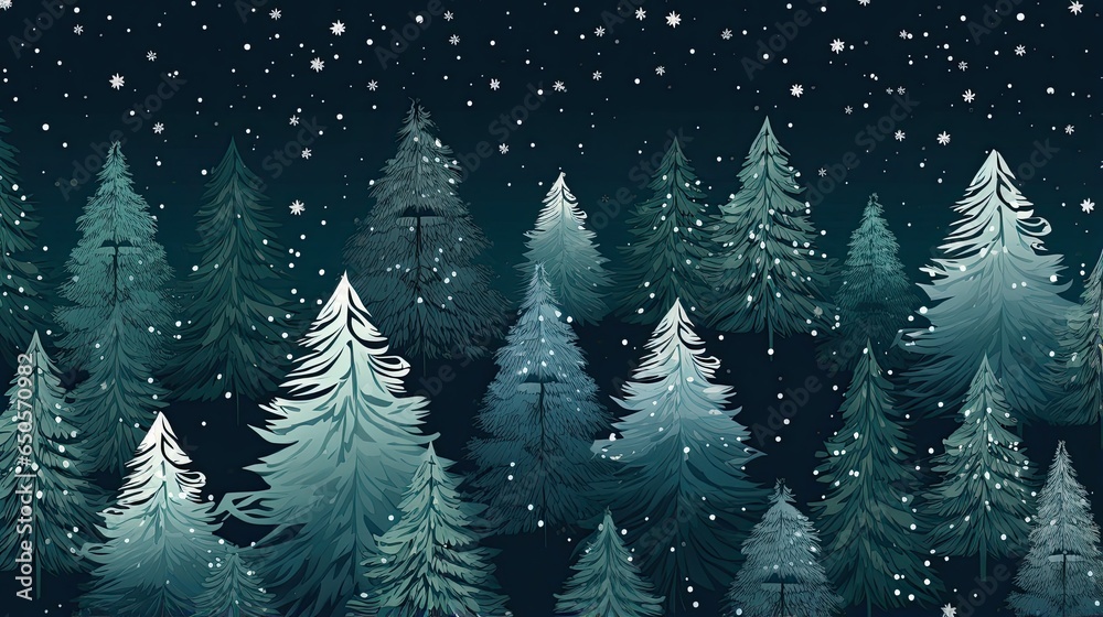 Fototapeta premium Seamless pattern of winter coniferous forest