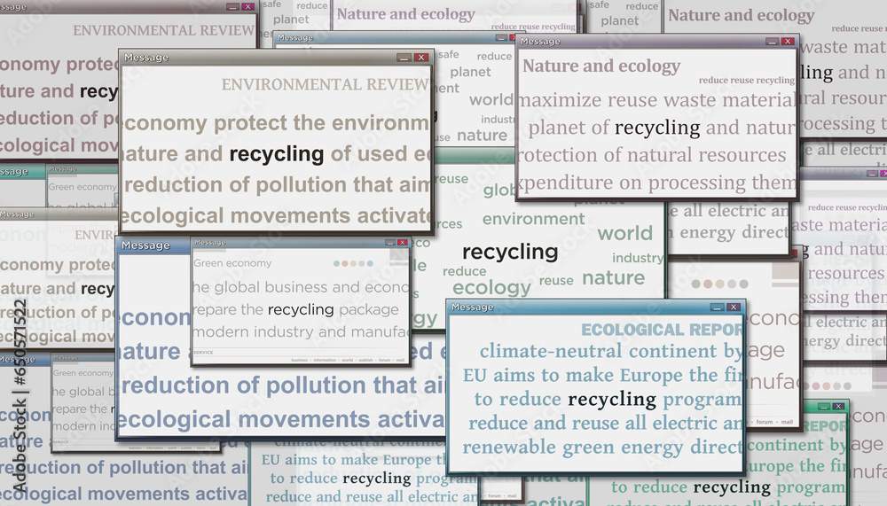 Naklejka premium Recycling environment and ecology headline titles media 3d illustration