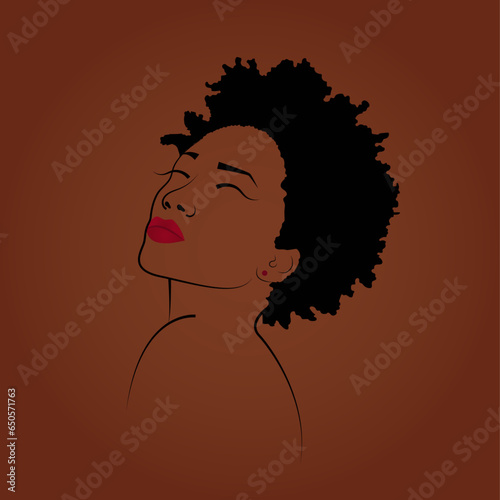 black beautiful girl attractive vector art in flat style.
