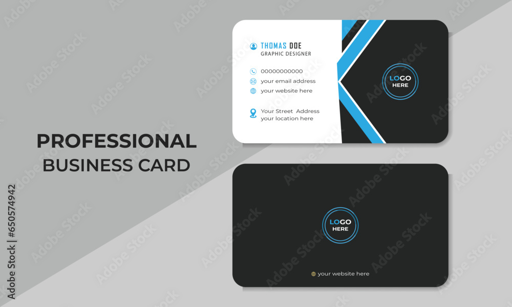 Double-sided  business card template. Creative Minimalist clean and modern business card design template.