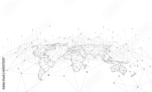 Global network connection. World map point and line composition concept of global business. Vector Illustration