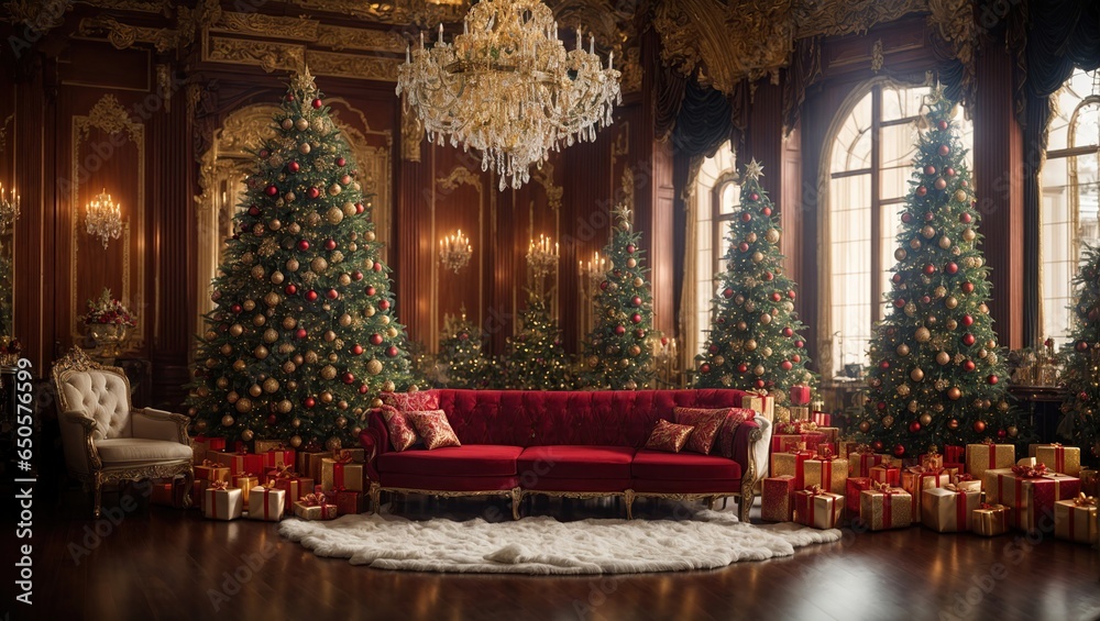 a lavish room decorated for Christmas with fantastical decorations will take you to a world of wealth and magic.