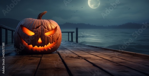 Halloween background with scary pumpkin