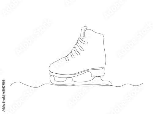 abstract skates continuous one line art, winter sports