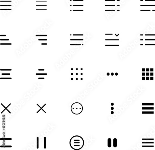 Hamburger menu flat icons. UI Website design elements. Navigation Icons for Mobile App and User Interface. Vector illustration.