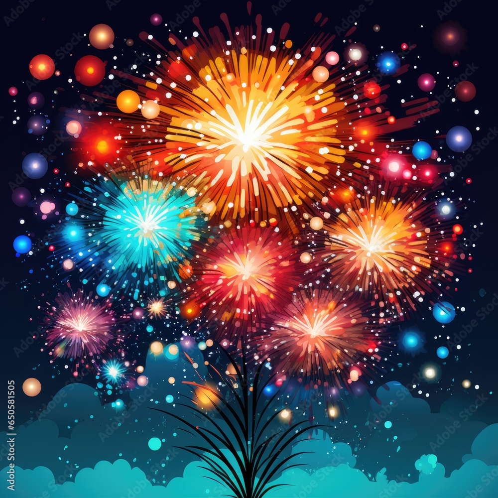 Brilliant fireworks light up the night sky Brilliant fireworks light up the night sky