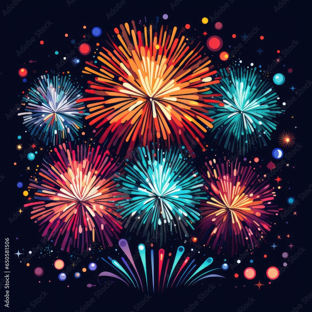 Naklejka premium Brilliant fireworks light up the night sky