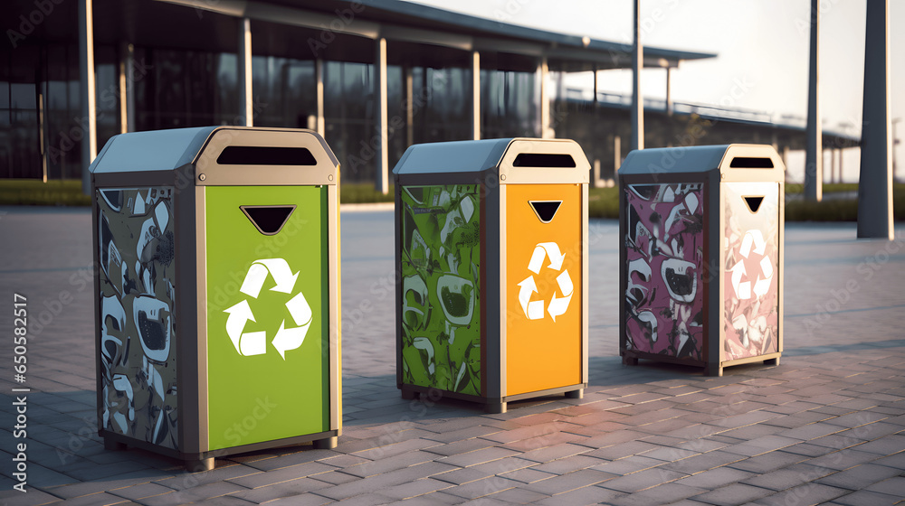 Recycling Bins Sustainable Living

 - obrazy, fototapety, plakaty 