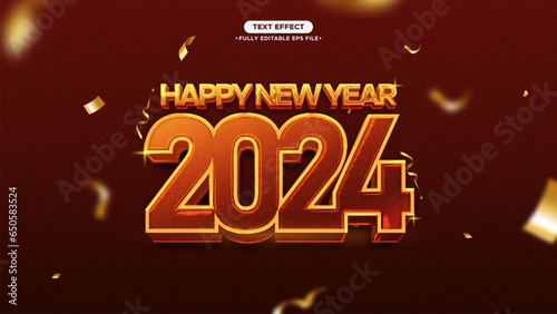 2024 Happy New Year Movie and Realistic Style Vector Text Effect. Font and Text can change 