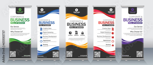 Creative Roll up banner for business events, marketing presentations, pull up banners for x stands with print ready design