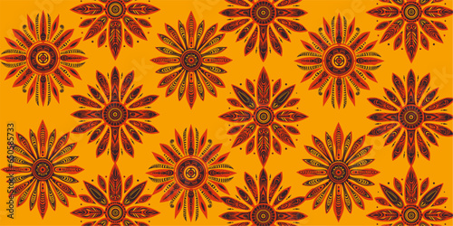 Vector with the colors red and yellow with tribal African elements