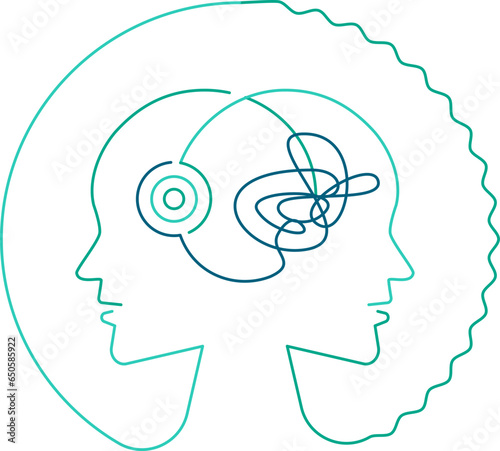 Metaphor bipolar disorder mind mental concept illustration. Line art style background design for Articles, Posters, Print ads, etc. Editable Vector Stroke.