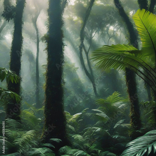 Deep tropical jungle in darkness  Tropical Rain forest Landscape