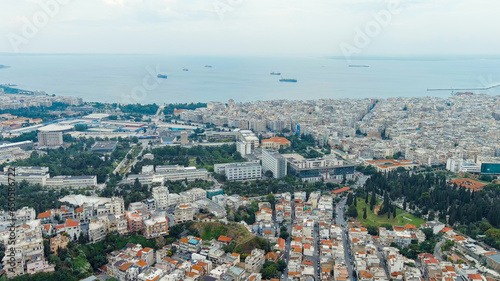 Fototapeta Naklejka Na Ścianę i Meble -  Thessaloniki, Greece. Panorama of the central part of the city. Summer, Aerial View