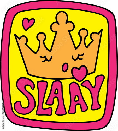 Slay queen tiara cartoon sticker