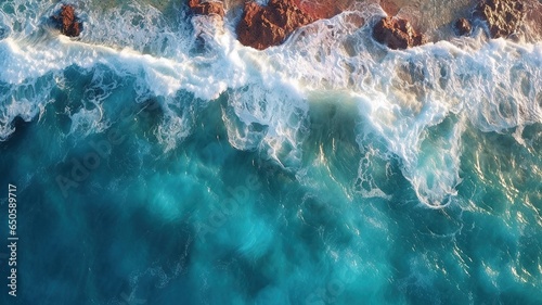 Fototapeta Naklejka Na Ścianę i Meble -  Aerial view to ocean waves. water background