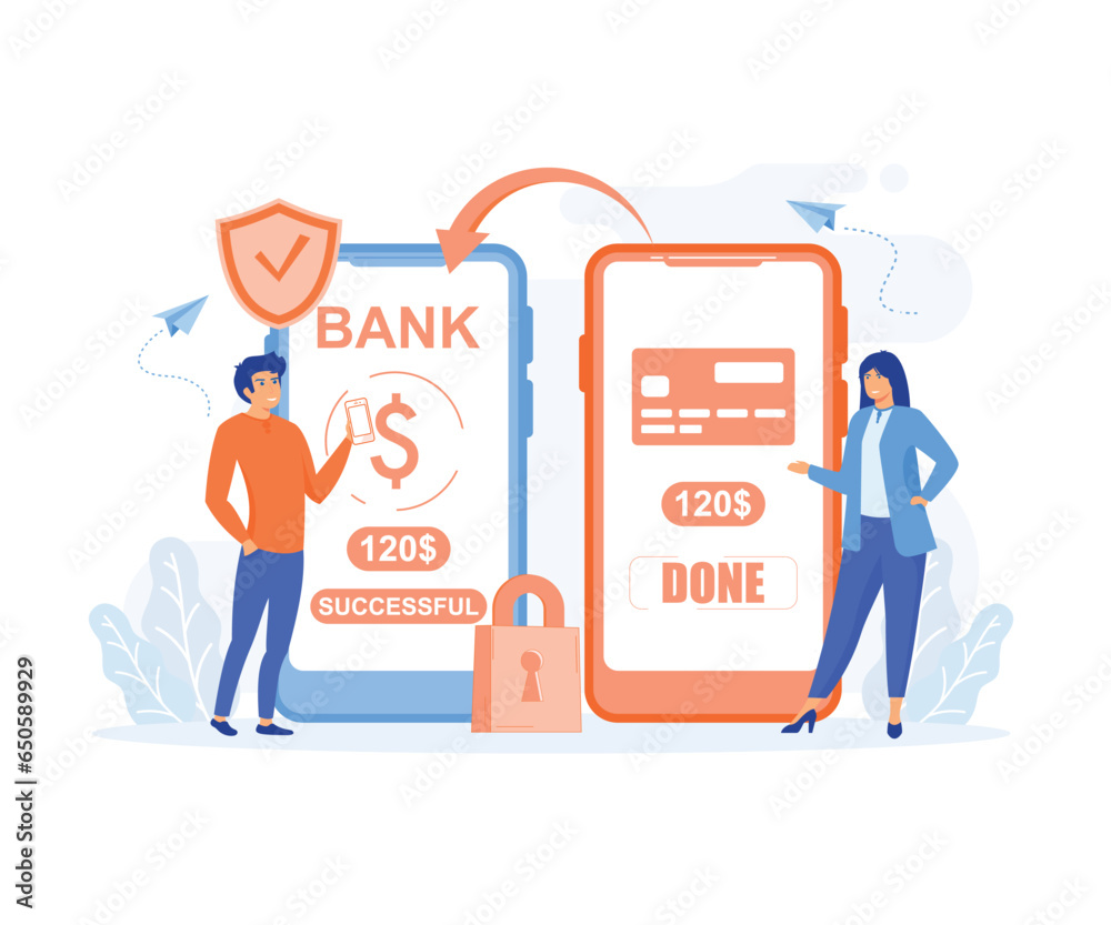 financial transactions, Banking service, successful contact less payment transaction. flat vector modern illustration 