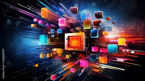 Elevate Your Presentation, A Computer Generated Geometric Rectangular Background for Professional Display,Presentation background,website background