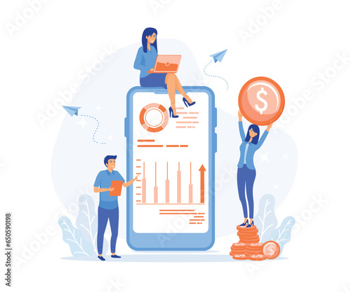 Financial transactions, non-cash payment transactions. Pos-terminal and payment systems,  flat vector modern illustration