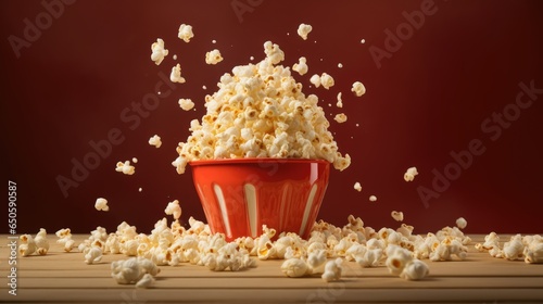 Popcorn on a paper cup. Generative AI