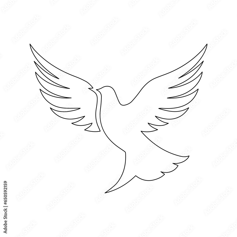 Black pigeon line silhouette, dove of peace. Russian Ukrainian military conflict symbol sign. Dove silhouette. Hand drawn illustration for world peace. Outline bird, isolated on white background. Black pigeon line silhouette, dove of peace. Russian Ukrainian military conflict symbol sign. Dove silhouette. Hand drawn illustration for world peace. Outline bird, isolated on white background.