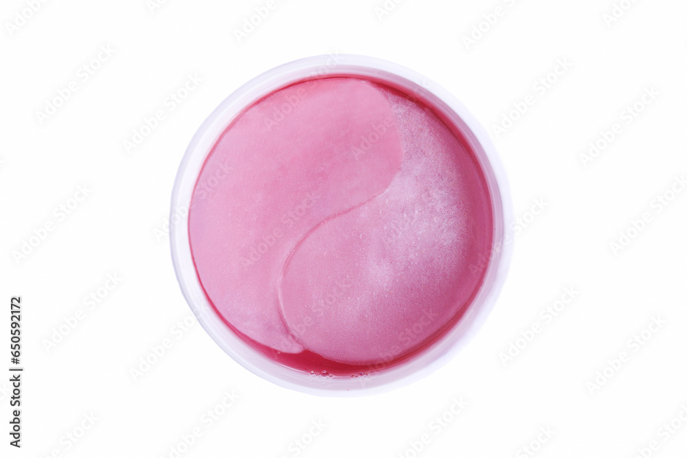 Pink hydrogel patches under the eyes Pink hydrogel patches under the eyes