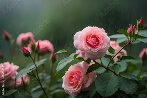 A Captivating Display of Pink Roses Flourishing in the Enchanted Garden  Where Nature s Palette Paints the Air with Fragrance and the Lush Blooms Convey the Language of Love  Inviting Visitors into 