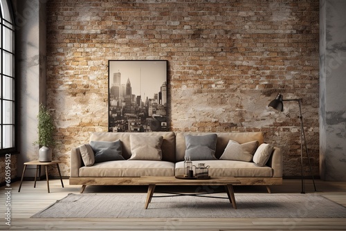 Sofa in old vintage brick wall loft - apartment in alten Ziegel Loft