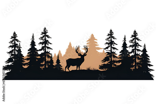 deer in the forest silouhette drawing 