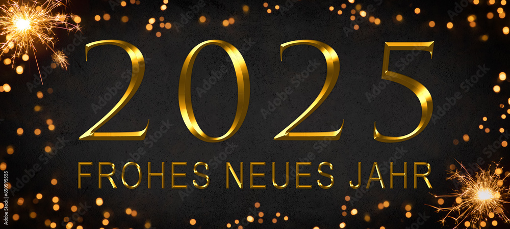 Frohes neues Jahr 2025, Neujahr Grußkarten Feier Karte mit Text