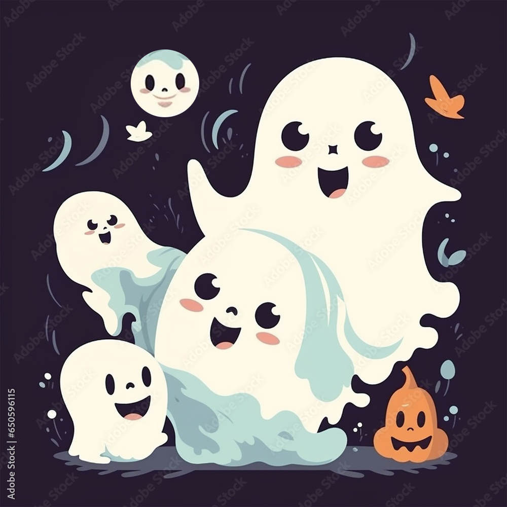 Naklejka premium halloween ghost cartoon