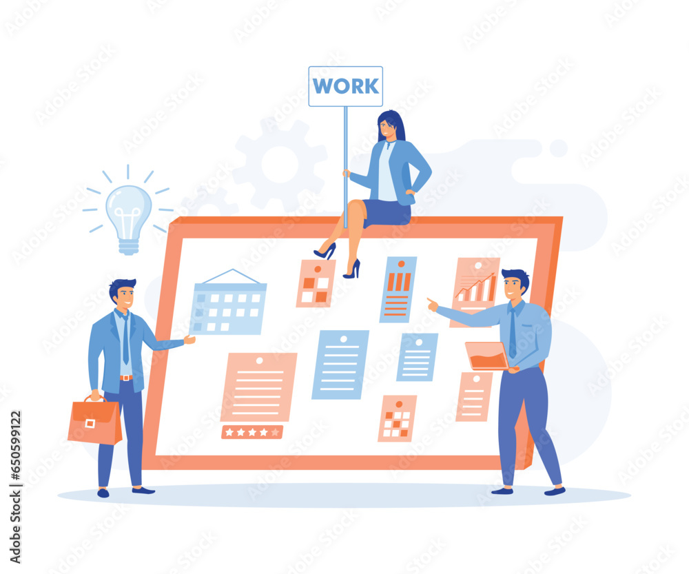 Work flow organization. Office work and time management. teamwork communication process, agile project management, flat vector modern illustration