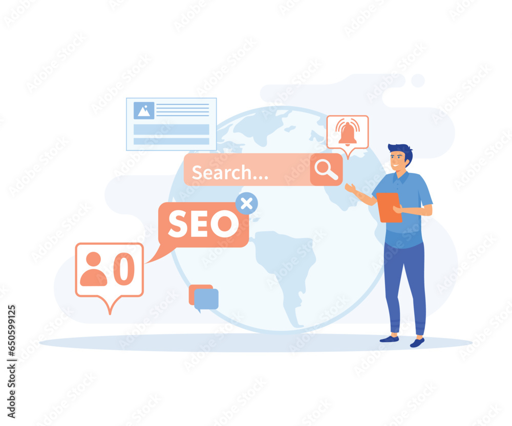 Digital advertising, Blog promotion mistake. Content production without SEO content audit. Idea of search engine optimization for blog promotion, flat vector modern illustration Digital advertising, Blog promotion mistake. Content production without SEO content audit. Idea of search engine optimization for blog promotion, flat vector modern illustration