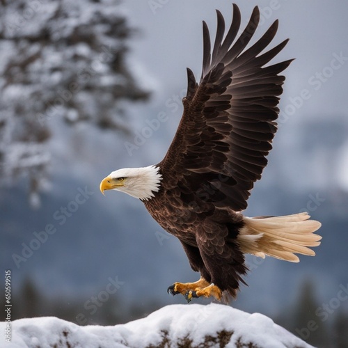 bald eagle in the snow generative ai 