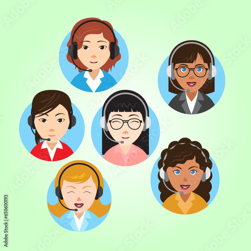 set of people call center command