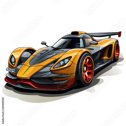 Fast race car speeds down the track in cartoon © Wedelder
