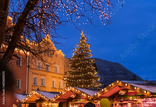 View of the Christmas market in Vipiteno, Bolzano, South Tyrol