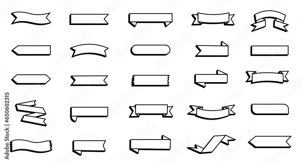 Set of simple ribbon frames vector. frame, heading, title, decorative border shape