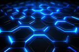 blue hexagons on a black background