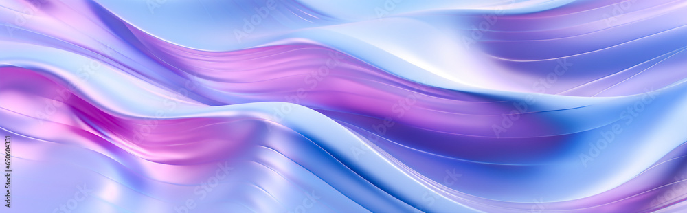 Naklejka premium An abstract background of a wave-like pattern with smooth and fluid texture in pastel colors. Pink, blue, and purple hues.